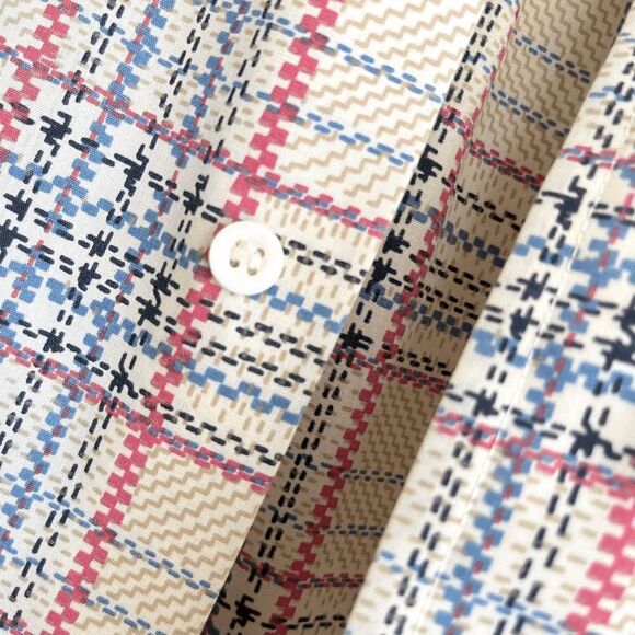 Vintage 70s Macrae Prest Plaid Button-Up Shirt - Permanent Press - S 14-14½ - Picture 3 of 11